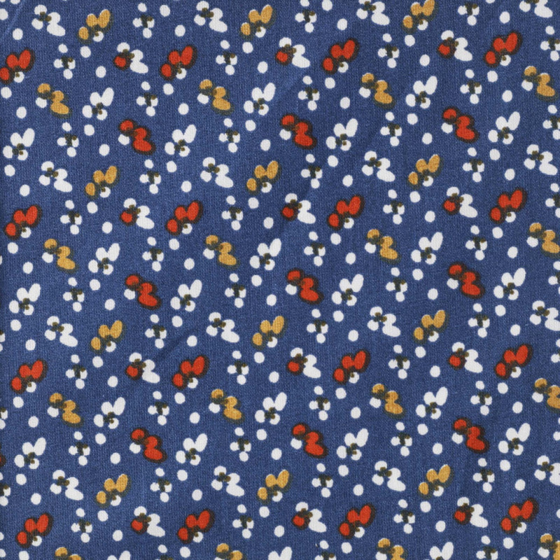 Bedruckte Baumwolle FIDA Marineblau / Paprika